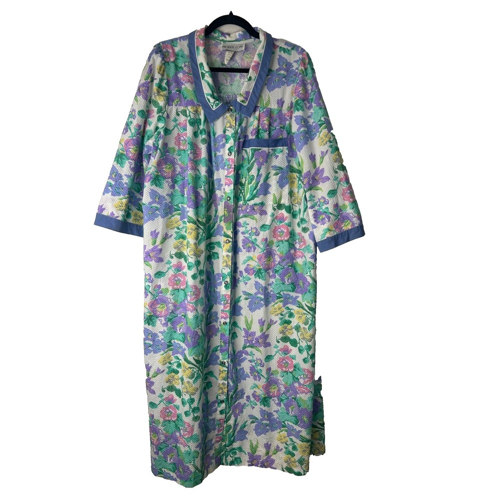 Models Coat House‎ Dress Size 14 White Floral Snap Front Duster Robe Loungewear